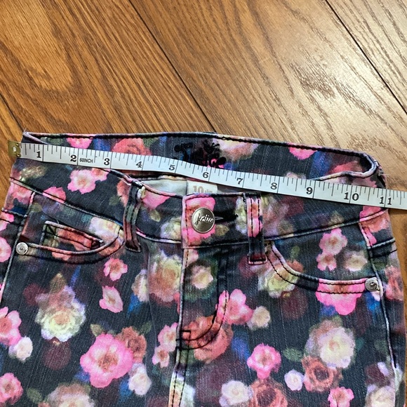 Justice girls supper skinny slim multi color flower print stretch jean zip up - Picture 9 of 12